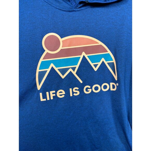 Life Is Good Mens XXL Active Hoodie Long Sleeve Shirt Blue Mountain Graphic - Picture 4 of 5